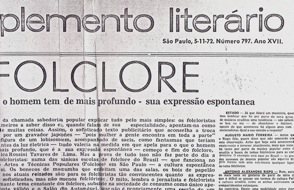 Folclore. Suplemento Literário O Estado de São Paulo 1972